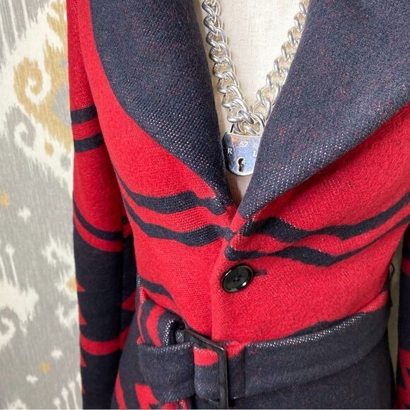 Ralph Lauren Fall 2008 Red & Black Southwestern Wool Beacon Blanket Jacket - Picture 14 of 16